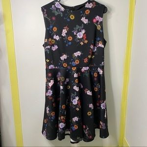 Bebe Printed Jacquard Fit & Flare Floral Dress XL